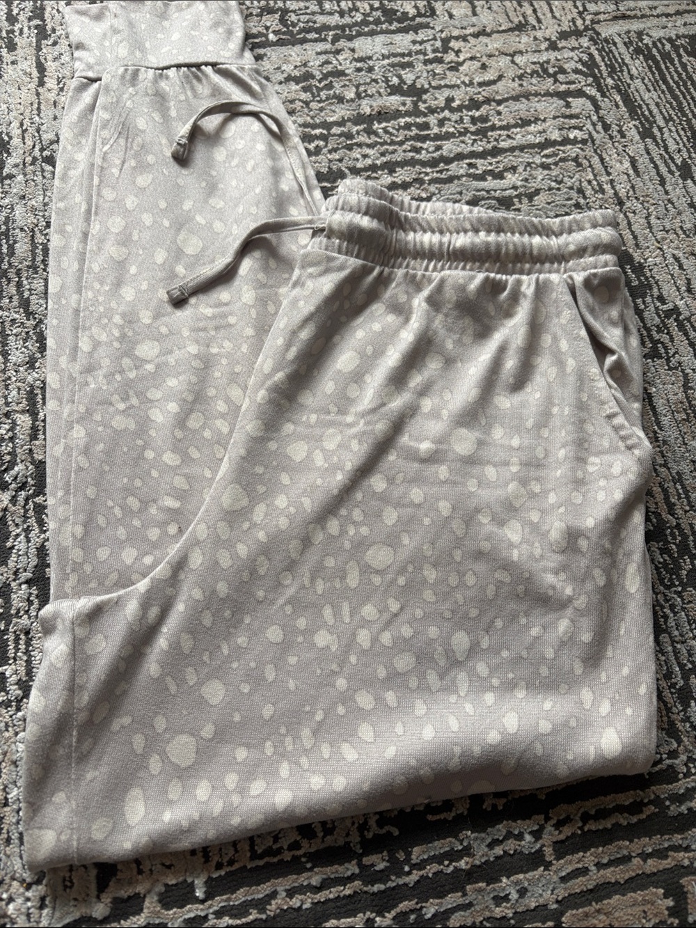 just be Light Gray Printed Joggers with Drawstring